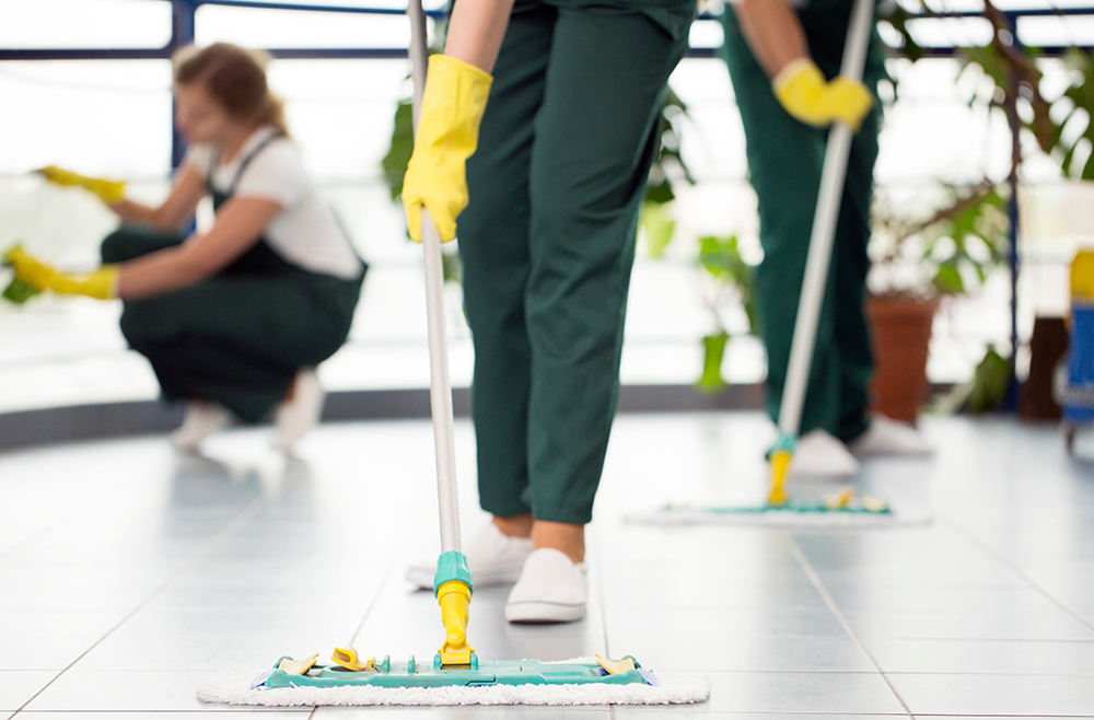 cleaning the office